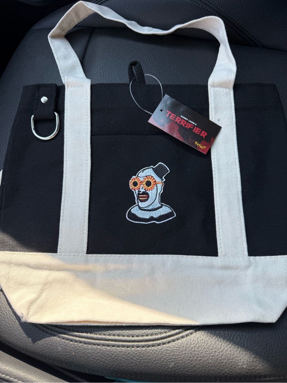 NEW 2026 Spirit Halloween Art The Clown Terrifier Black Beige Tote Bag